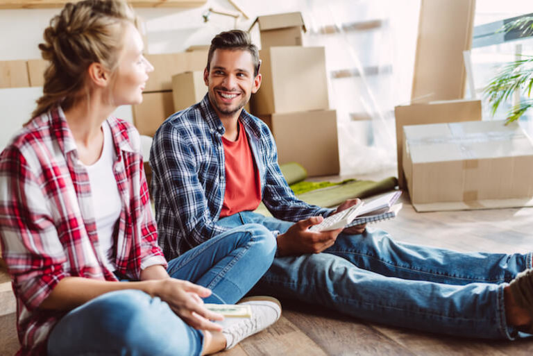 Couple talking about moving