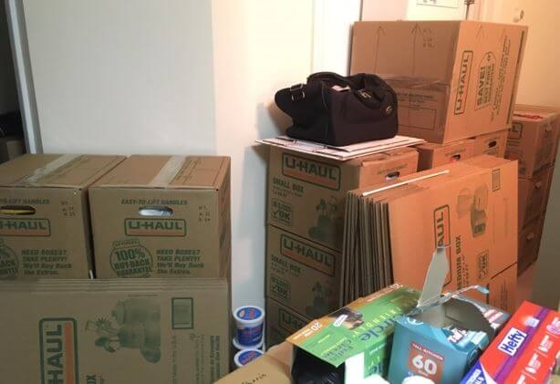 Packed U-Haul boxes