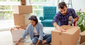 couple packing boxes