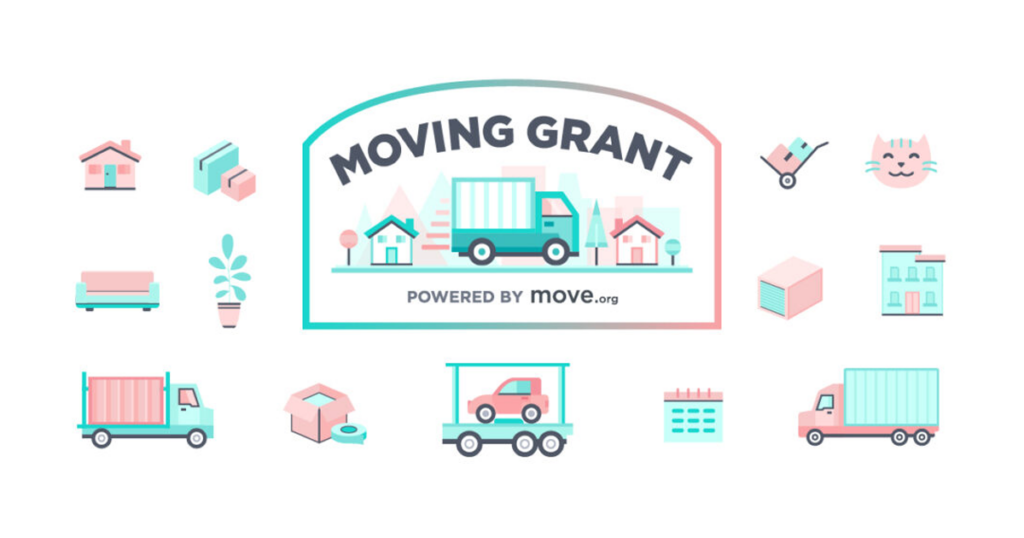 moving truck and moving items graphic